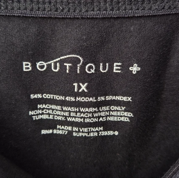 Boutique Size 1X Black modal cotton/spandex sleeveless tank top Camisole - Picture 3 of 5